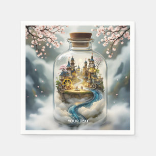 Fantasy Cute Steampunk Bottle City Napkin