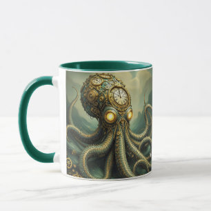 Fantasy Cute Steampunk Clock Kraken Mug