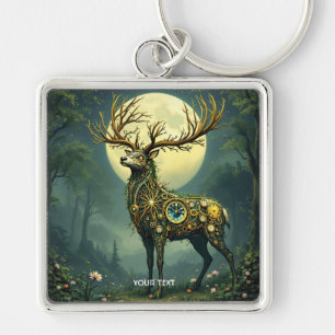 Fantasy Cute Steampunk Deer Forest Key Ring