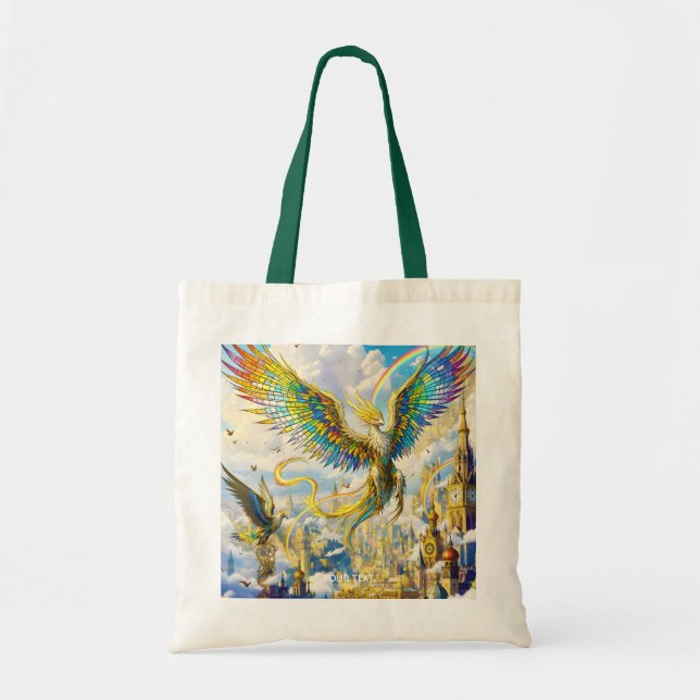 Fantasy Cute Steampunk Griffin City Tote Bag (Front)