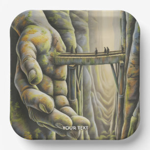 Fantasy Cute Stone Hand Bridge Paper Plate