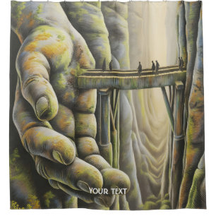 Fantasy Cute Stone Hand Bridge Shower Curtain