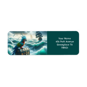 Fantasy Cute Storm Sea Pirates Return Address Label