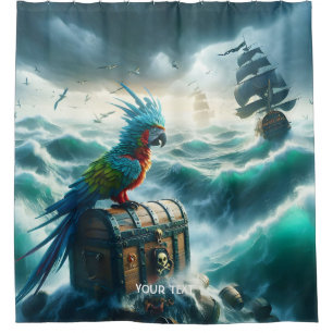 Fantasy Cute Storm Sea Pirates Shower Curtain