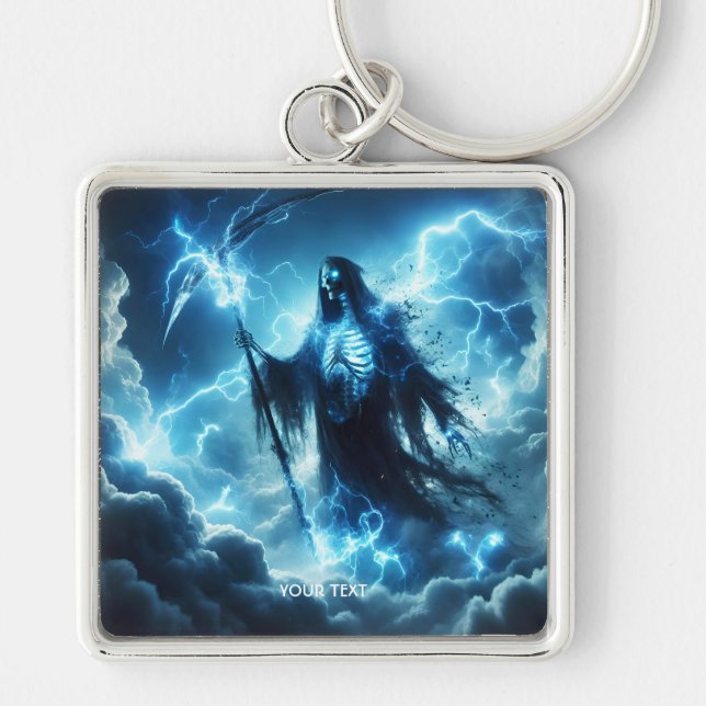 Fantasy Cute Stormy Clouds Lighting Key Ring (Front)