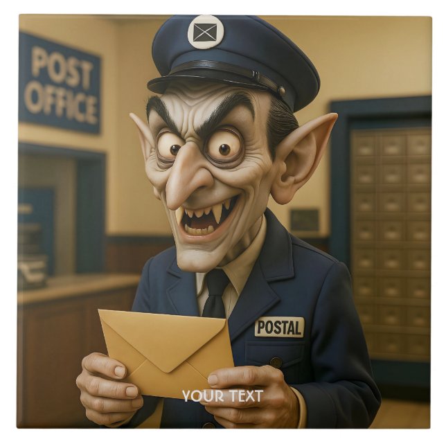Fantasy Cute  Strange Postal Worker Ceramic Tile (Front)