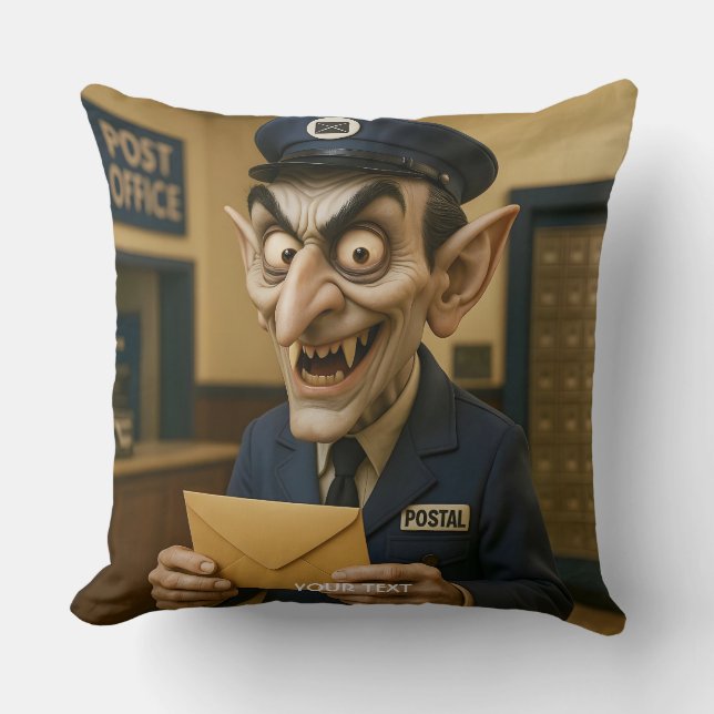 Fantasy Cute  Strange Postal Worker Cushion (Front)
