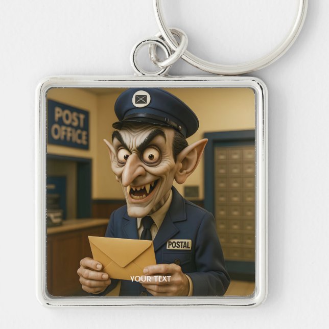 Fantasy Cute  Strange Postal Worker Key Ring (Front)
