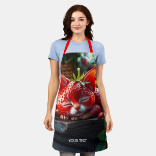Fantasy Cute Strawberry Lovely Kitten Apron