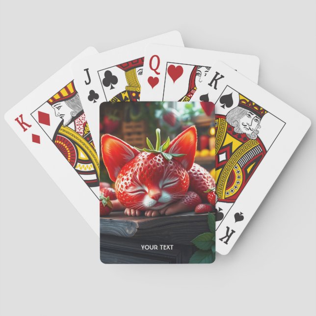 Fantasy Cute Strawberry Lovely Kitten Playing Cards (Back)