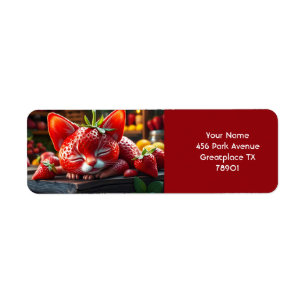 Fantasy Cute Strawberry Lovely Kitten Return Address Label