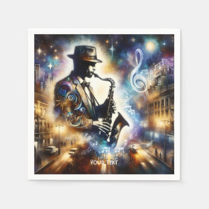 Fantasy Cute Street Musician Saxophone Napkin