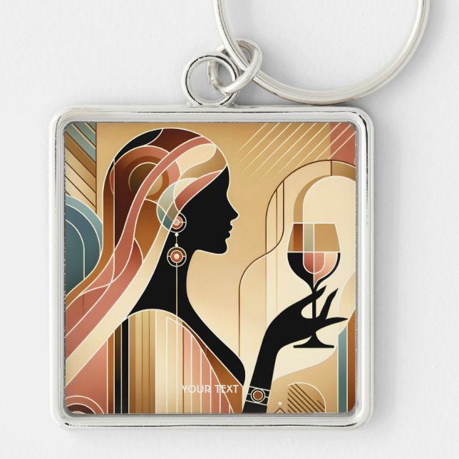 Fantasy Cute Striking Woman Profile Key Ring (Front)