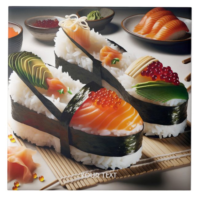 Fantasy Cute Stylish Sushi Shoes Ceramic Tile (Front)