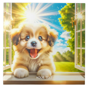 Fantasy Cute Sun Baby Dog Ceramic Tile