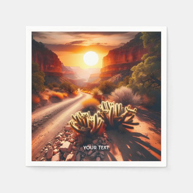 Fantasy Cute Sun Desert Sunset Napkin (Front)
