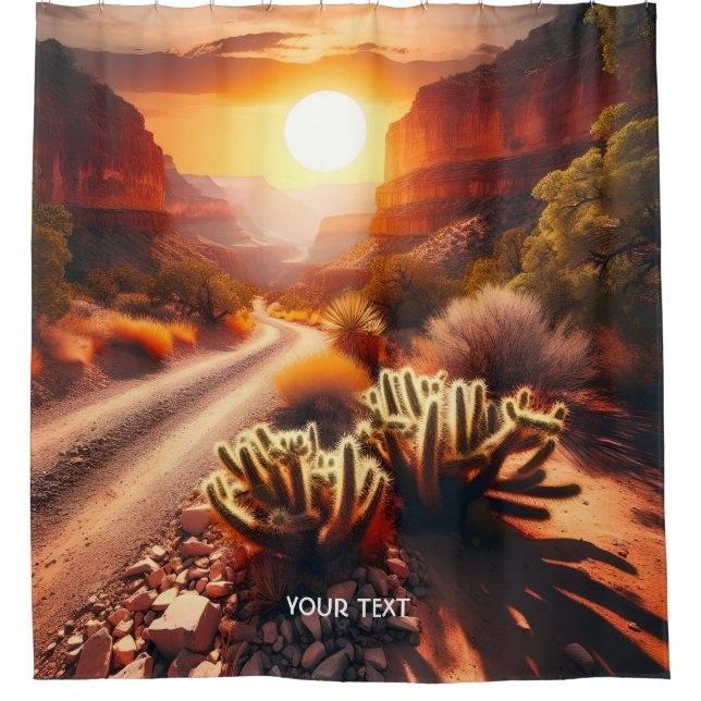 Fantasy Cute Sun Desert Sunset Shower Curtain (Front)