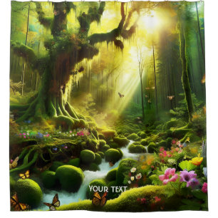 Fantasy Cute Sun Trees Forest Shower Curtain