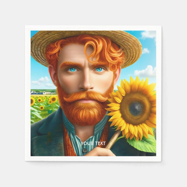 Fantasy Cute Sunflower Van Gogh Napkin (Front)