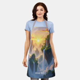 Fantasy Cute Sunset Islands Waterfalls Apron