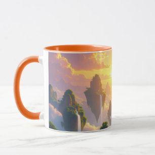 Fantasy Cute Sunset Islands Waterfalls Mug