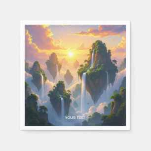 Fantasy Cute Sunset Islands Waterfalls Napkin