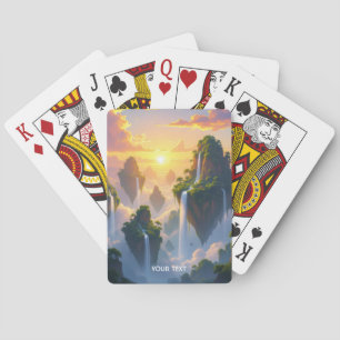 Fantasy Cute Sunset Islands Waterfalls Playing Cards