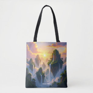Fantasy Cute Sunset Islands Waterfalls Tote Bag