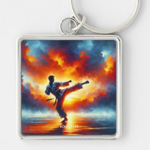 Fantasy Cute Sunset Karate Fighter Key Ring