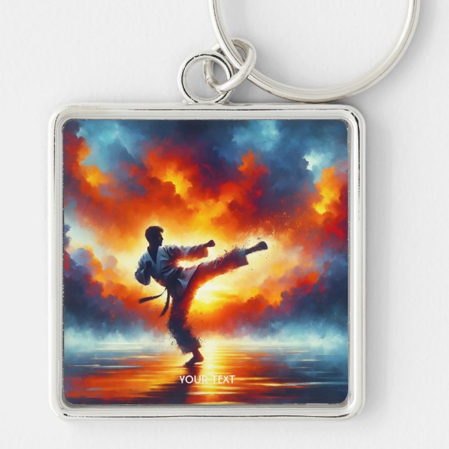Fantasy Cute Sunset Karate Fighter Key Ring (Front)
