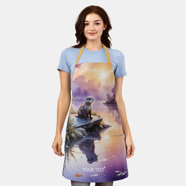 Fantasy Cute Sunset Purple Lake Apron (Worn)