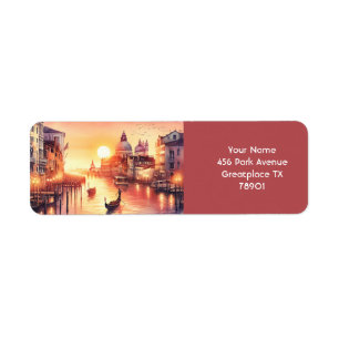 Fantasy Cute Sunset Venice View Return Address Label