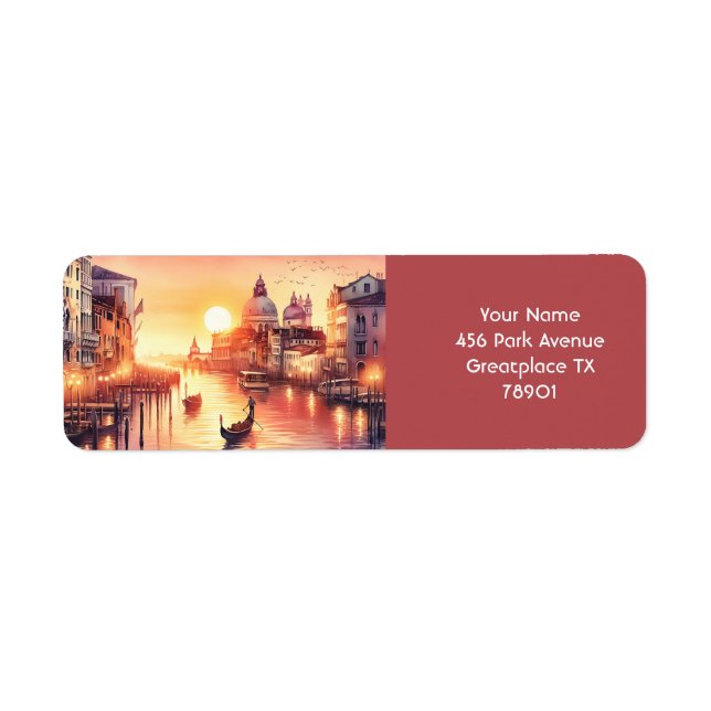 Fantasy Cute Sunset Venice View Return Address Label (Front)