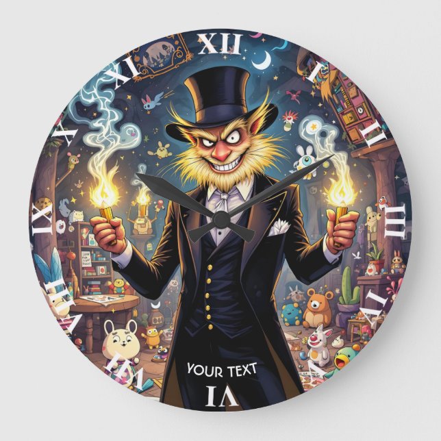 Fantasy Cute Super Villain Toys Large Clock (Front)