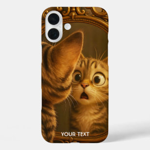 Fantasy Cute Surprised Cat Mirror iPhone 16 Plus Case