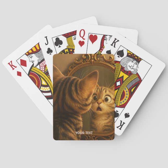 Fantasy Cute Surprised Cat Mirror Playing Cards (Back)