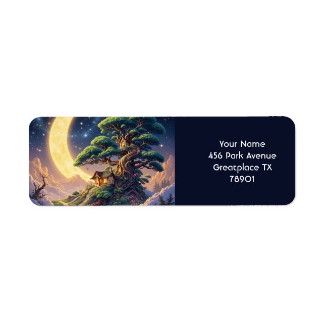 Fantasy Cute Surreal Yin Yang Return Address Label (Front)