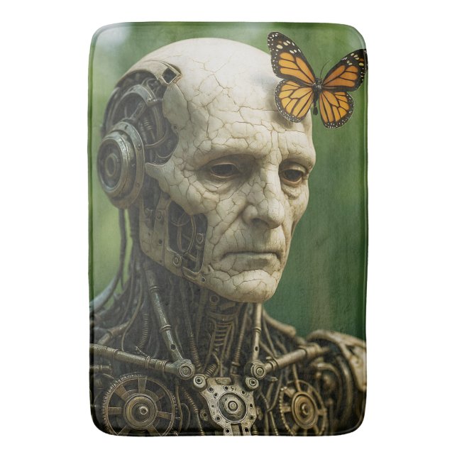 Fantasy Cute Surrealism Butterfly Face Bath Mat (Front Vertical)