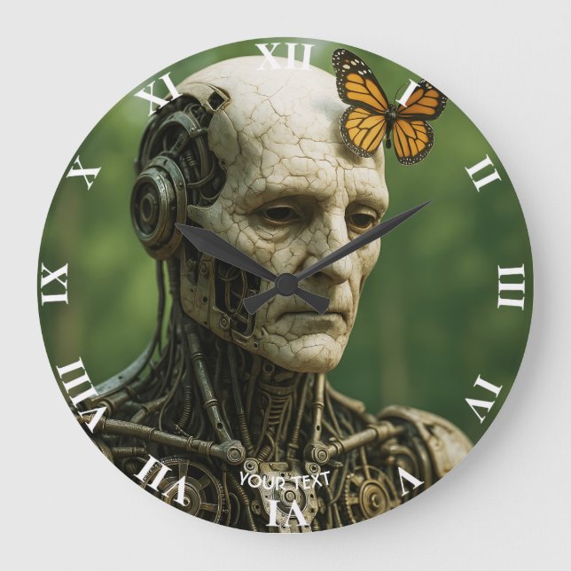 Fantasy Cute Surrealism Butterfly Face Large Clock (Front)