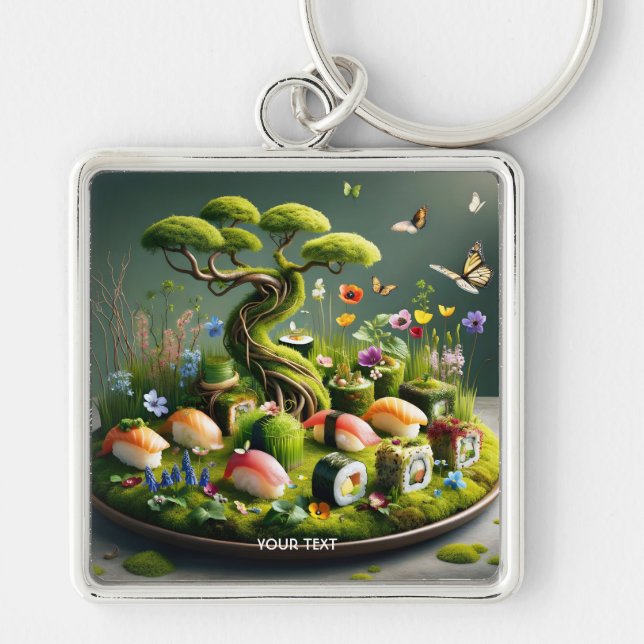 Fantasy Cute Sushi Japanese Landscape Key Ring (Front)