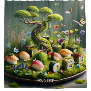 Fantasy Cute Sushi Japanese Landscape Shower Curtain
