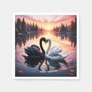 Fantasy Cute Swan Lake Sunset Napkin