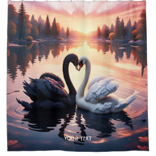 Fantasy Cute Swan Lake Sunset Shower Curtain