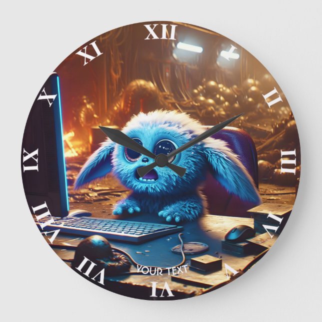 Fantasy Cute Sweet Little Monster Large Clock (Front)