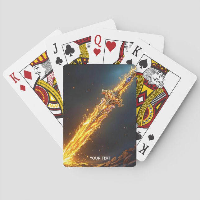 Fantasy Cute Sword Flames Cave Playing Cards (Back)