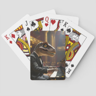 Fantasy Cute T-rex Playing Piano Cards