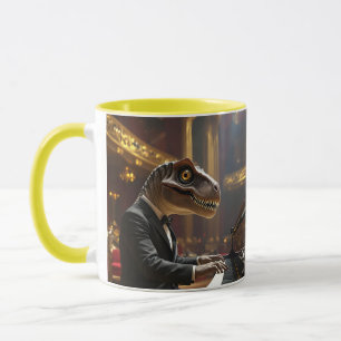 Fantasy Cute T-rex Playing Piano Mug