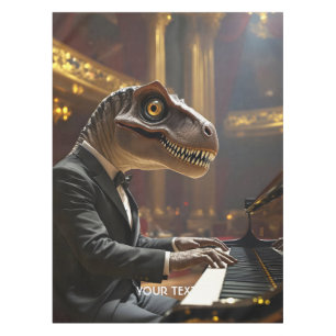 Fantasy Cute T-rex Playing Piano Tablecloth
