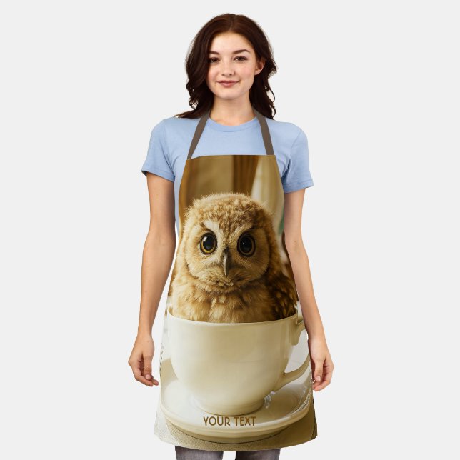 Fantasy Cute Tea Owl Baby Apron (Worn)