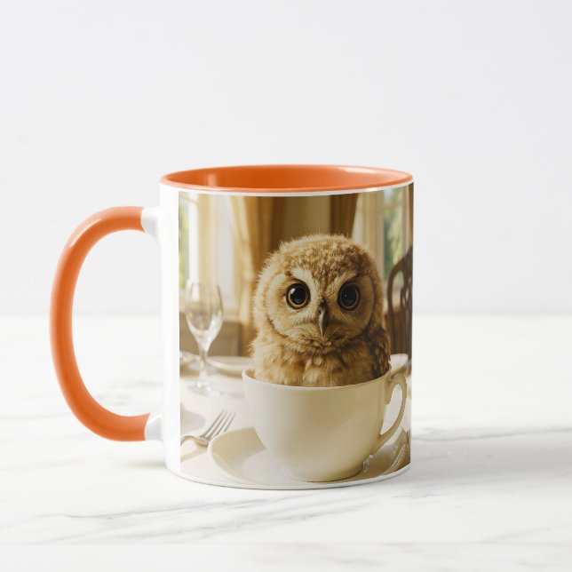 Fantasy Cute Tea Owl Baby Mug (Left)